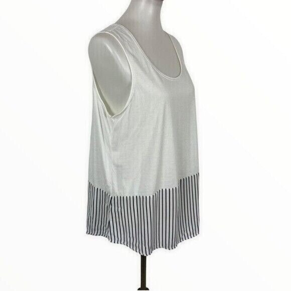 French Connection Tank Top Large White Sleeveless Tiered Sheer Resort - Picture 4 of 7